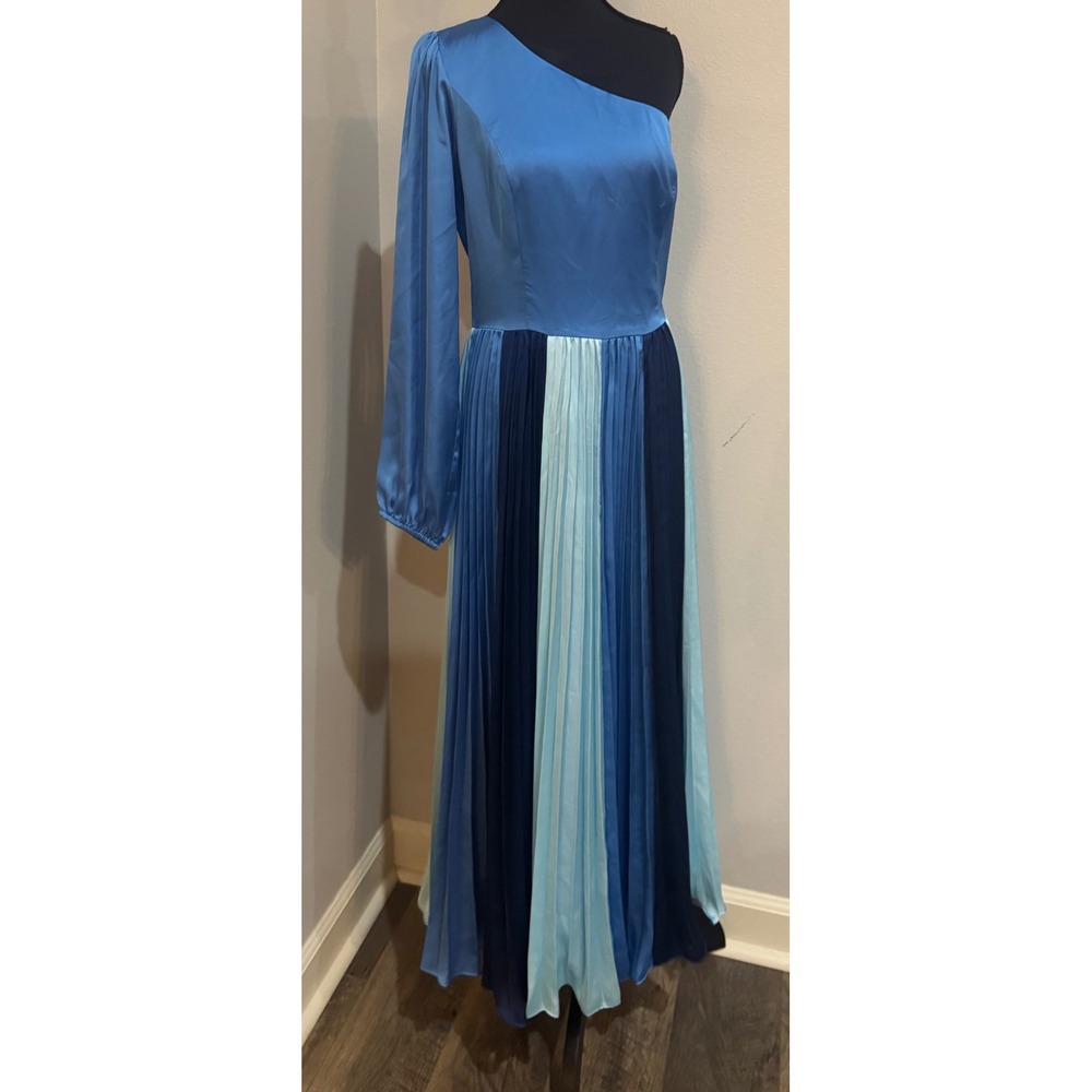 Adelyn Rae One Shoulder Pleated Midi Dress Lapiz Blue Size M - Picture 5 of 10